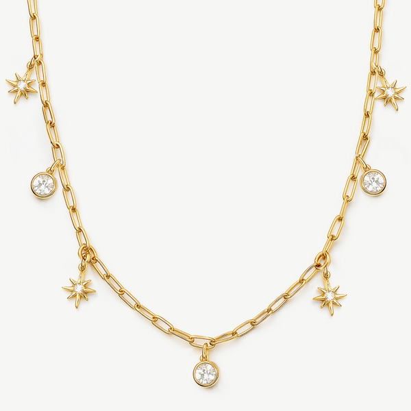 MUCHV Chain Choker With Moon and Star Charms