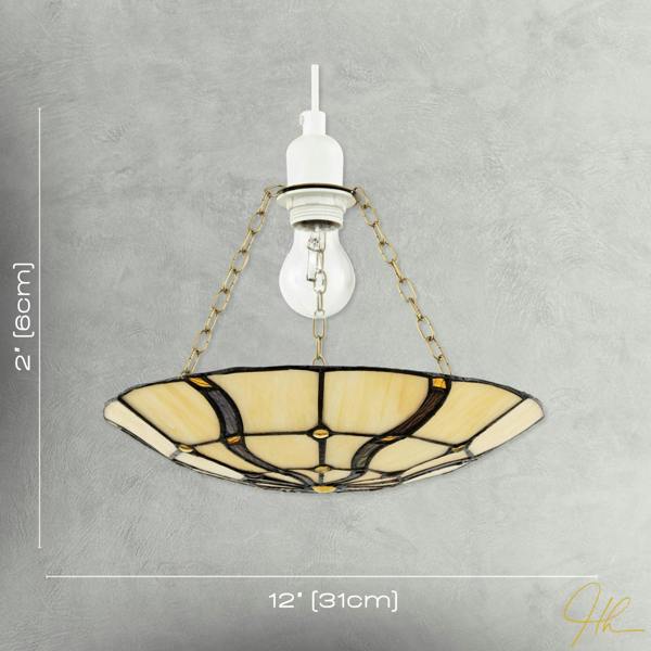 Amber Toned Circular Tiffany Stained Glass Pendant Ceiling Light Shade Image 7