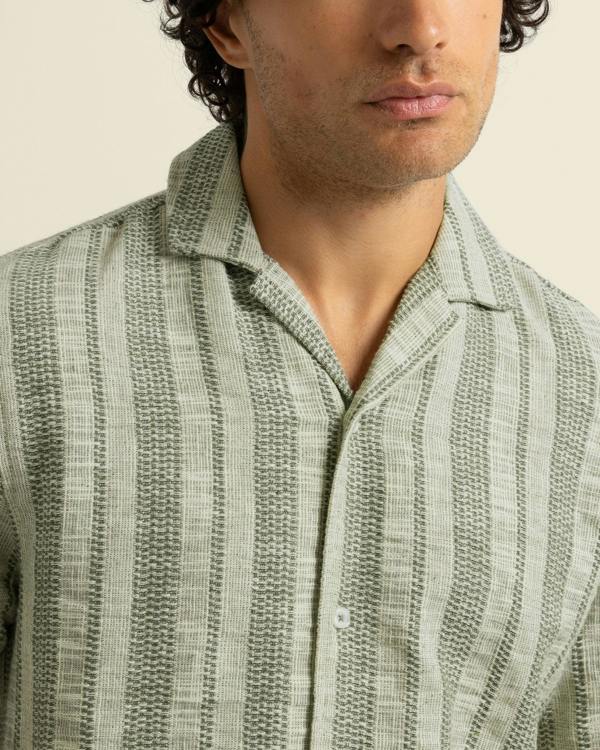 Larsson & Co Aric - Jacquard Stripe Short Sleeve Shirt