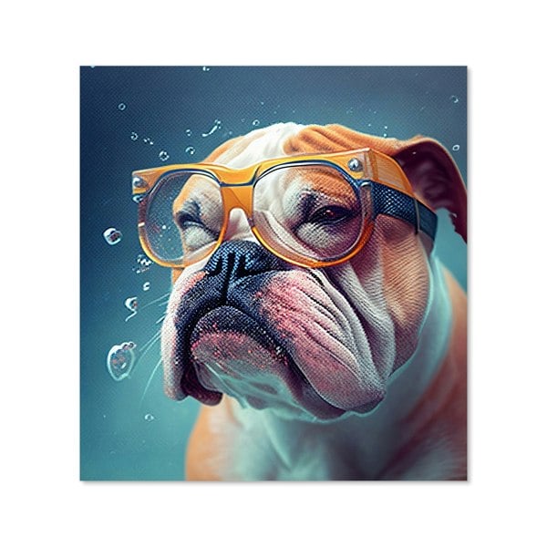 Warren Reed - Designer Bulldog With Glasses Splashart Kitchen Splashback