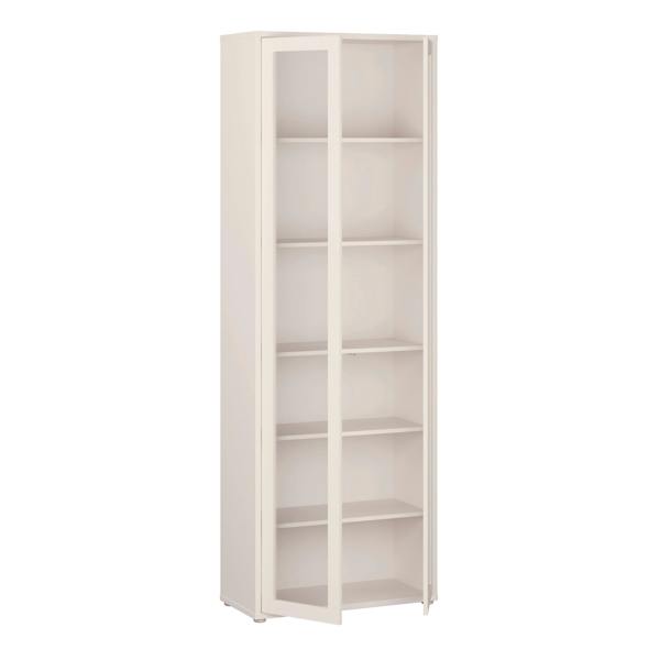 Furniture To Go Alice Springs Slim Tall Display Cabinet with 2 Glass Doors Push-to-Open & 5 Shelves in Sand