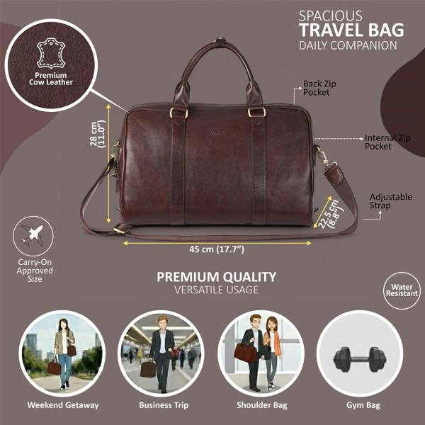 Infinity Leather Vintage Genuine Leather Holdall Duffle Gym Travel Bag - Atlas