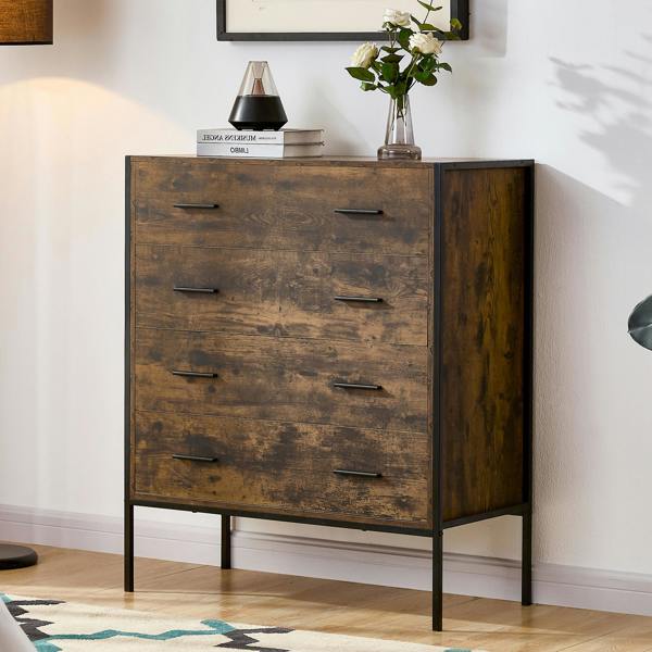 Vida Designs Brooklyn 4 Drawer Chest, Dark Wood