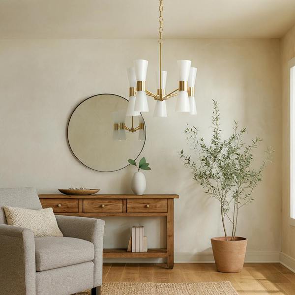 Pagazzi Lighting HERRERA 10 LIGHT GOLD PENDANT CEILING LIGHT
