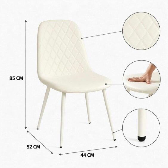 Kosy Koala Modern Wood Effect Dining Table Set With 4 Cream Gem Pattern Chairs Dining Room Furniture