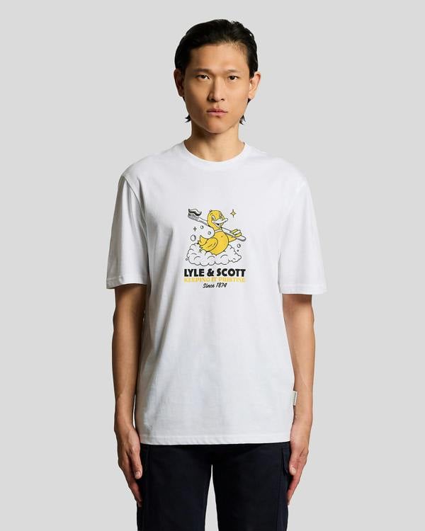 Lyle & Scott Rubber Duck Mens Graphic T-Shirt - 626 White | CHO | Designer Mens Graphic T-Shirts