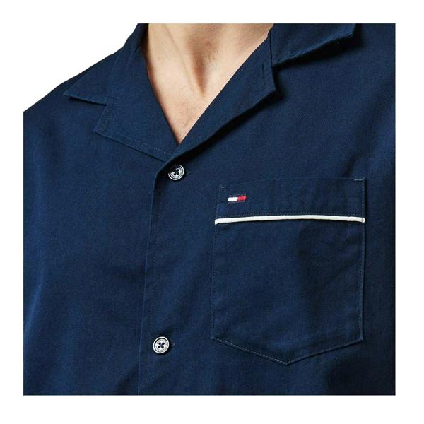 Tommy Jeans Mens Embroidered Regular Shirt - Dark Navy - 