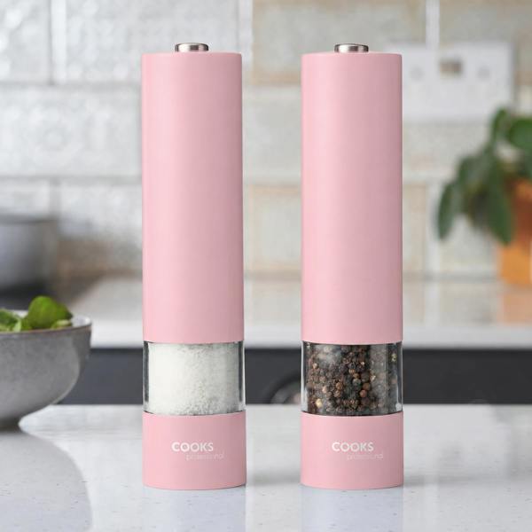 Cooks Professional Electric Salt and Pepper Mill Set | Pink