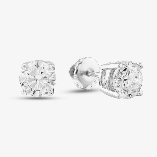 T. H. Baker 18ct White Gold 2.00ct Brilliant Cut Diamond Solitaire Stud Earrings THE2534-200 (WG)