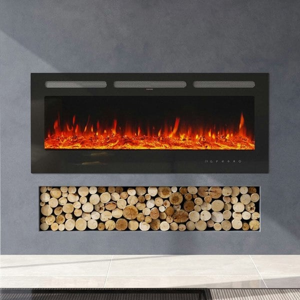 50 Inch Wall Mounted Electric Fireplace Insert Heater 9 Flame Colours 1800W Wall Mounted Fireplaces Living and Home