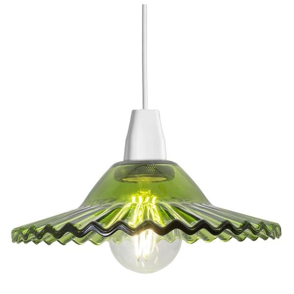 Modern Emerald Green Glass Pendant Light Shade with Rippled Design Image 1