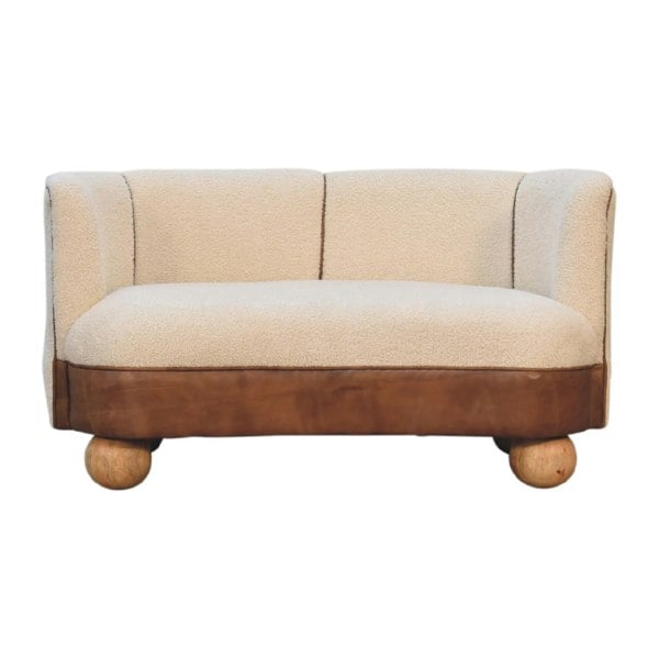 Artisan Furniture Solid Wood Boucle Cream Buffalo Small Sofa
