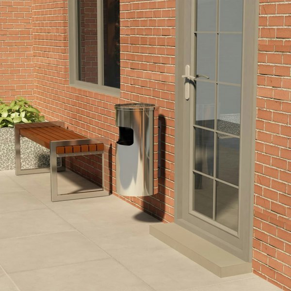 Berkfield Wall Ashtray Dustbin Stainless Steel 26 L