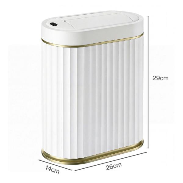 TOQUE Sensor Rubbish Bin 7L Touchless Silent Butterfly Lid for Bedroom White