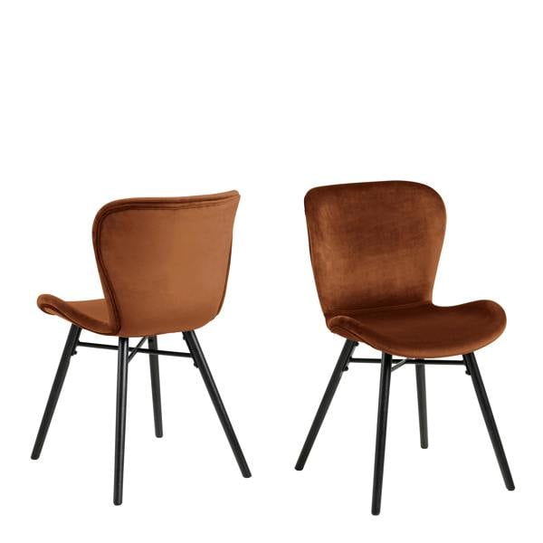 Furniture To Go Corby Round Dining Table with White Polished Marble Top & Black Base includes 4 Batilda Dining Chairs in Copper