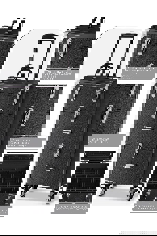 Living and Home Professional 3-in-1 Rolling Cosmetic Cases Makeup Trolley Nail Luggage Storage Organizer