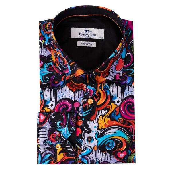 LOVE MUSIC GRAFFITI PRINT SHIRT - Claudio Lugli Shirts