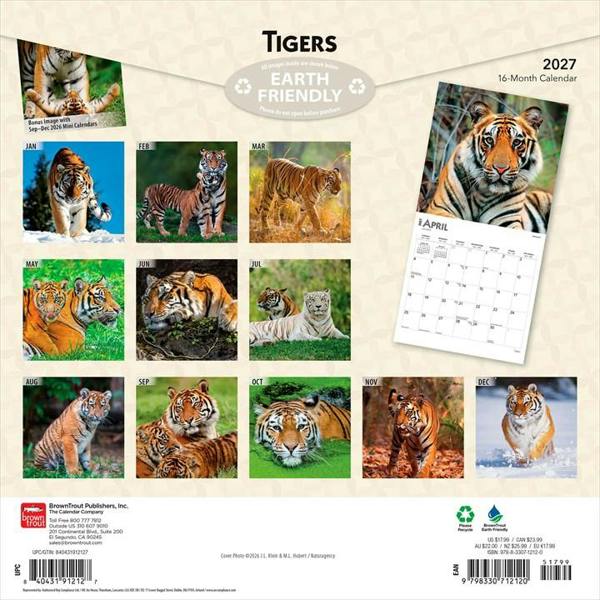 Tigers Calendar 2027, Wall Calendars, Month To View, Animals, Gift