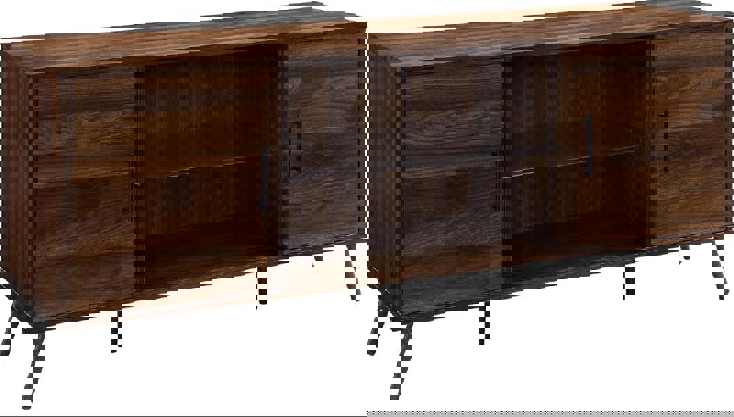 Centurion Supports PORTOBELLO Luxury Walnut Dual Compartment Storage 6-Shelf up to 65" Flat Screen TV Cabinet