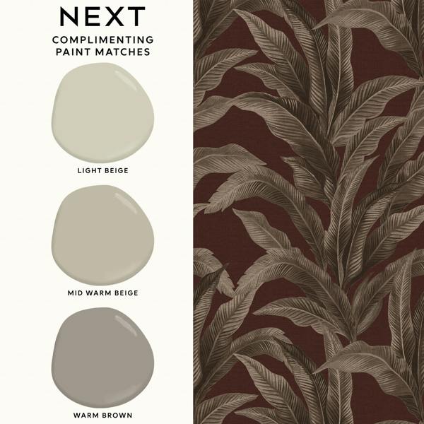 Next Glamtique Leaf Damson Wallpaper