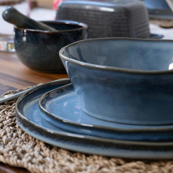 Scandi Home Oslo Ceramic Side Plates, Set of 4, 20cm, Blue Reactive Glaze