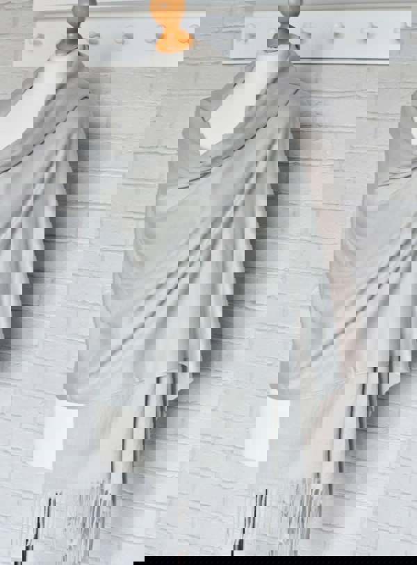 Antonia York Silver Grey Pashmina | Drew Super Soft Large Special Occasion Wrap with Tassels