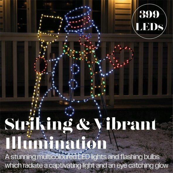 Scotts of Stow Xmas Haus Multicolour LED Snowman Outdoor Decoration Flash Bulbs and Timer