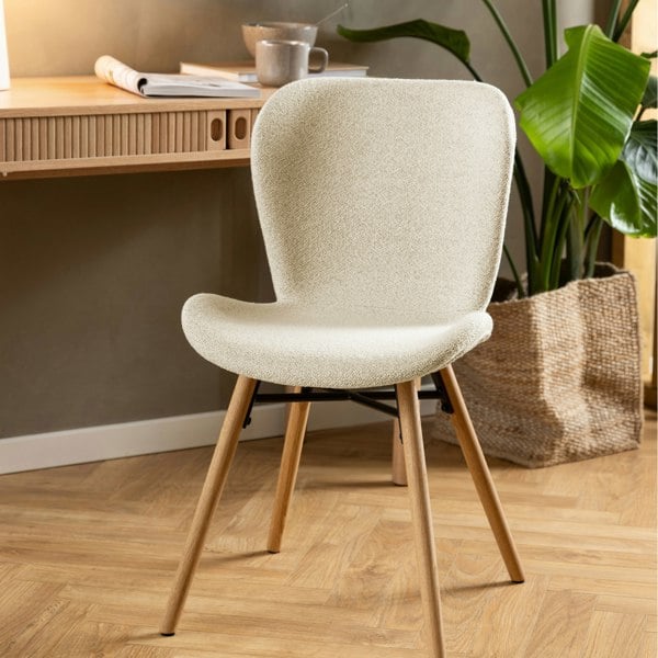 Furniture To Go Batilda Dining Chairs with Cream Fabric and Oak Set of 2