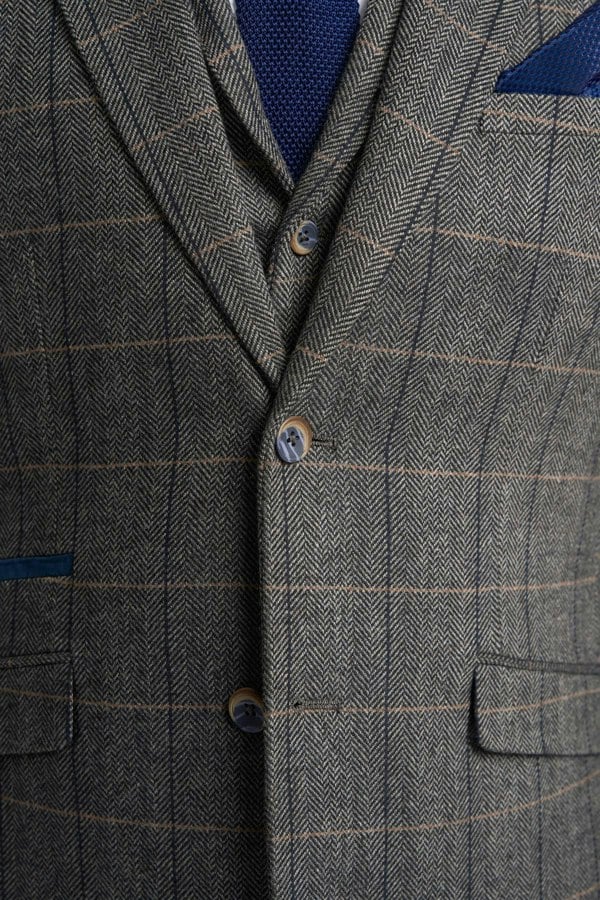 House of Cavani Albert Grey Tweed Check Blazer