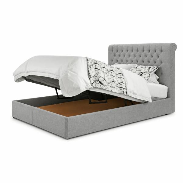 Great British Beds Sleigh Divan Ottoman Bed - Silver Plush