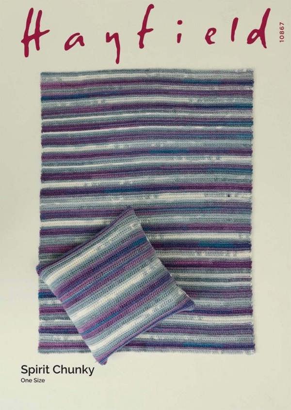 Hayfield Spirit Chunky Crochet Pattern 10867, Blankets, Cushions One Size