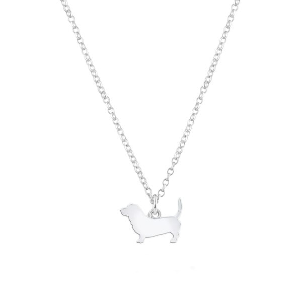 Mylee London Basset Bleu de Gascogne Silhouette Silver Necklace - Personalised