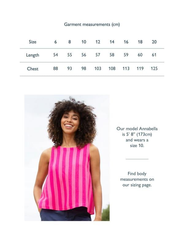 Kite Womens Askerswell Sleeveless Woven Top Azalea Stripe