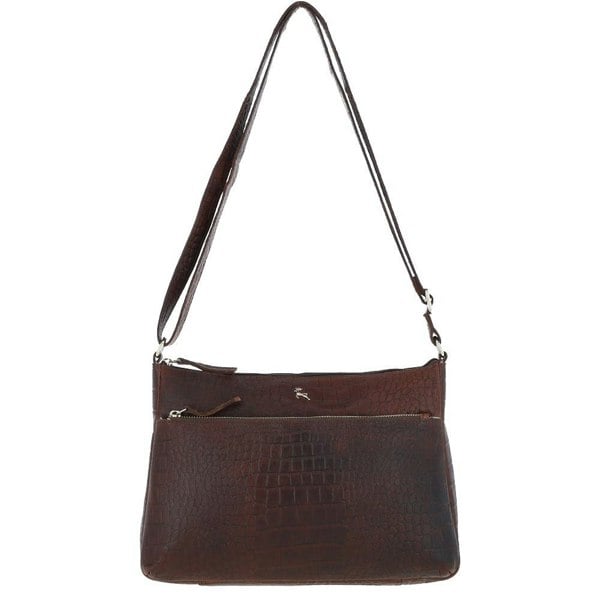 'Silvia' Croc Print Real Leather Shoulder Bag: BC2