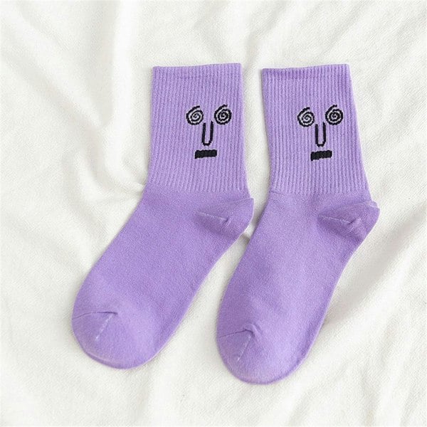 Anyfootwear 5 Pairs Purple Unisex Funny Kawaii Socks 5–9