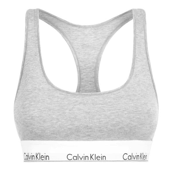 Calvin Klein Womens/Ladies Logo Cotton Blend Bralette - Grey - 