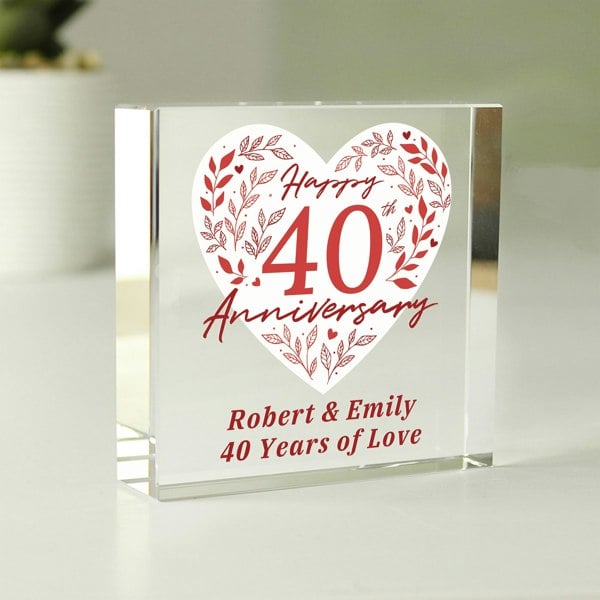 Personalised Memento Company Personalised 40th Ruby Wedding Anniversary Crystal Token