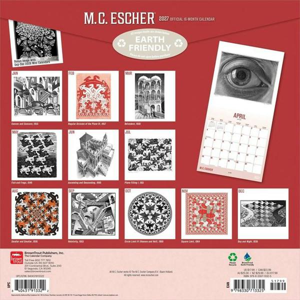 M C Escher Calendar 2027, Wall Calendars, Month To View, Art, Gift