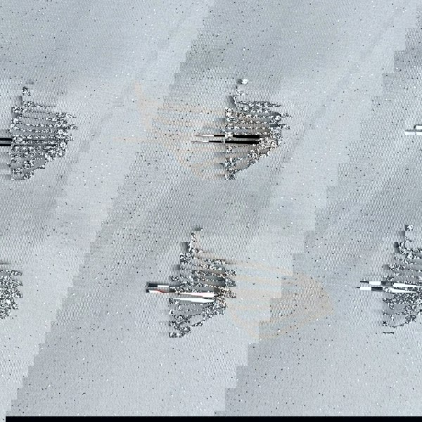 Silver hair slides set, art deco design, crystal embellishments, vintage inspired style, elegant decorative hair accessories
