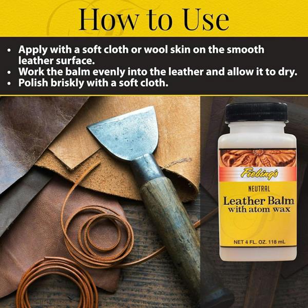 Fiebing's Neutral Leather Balm - With Atom Wax for Conditioning 4oz