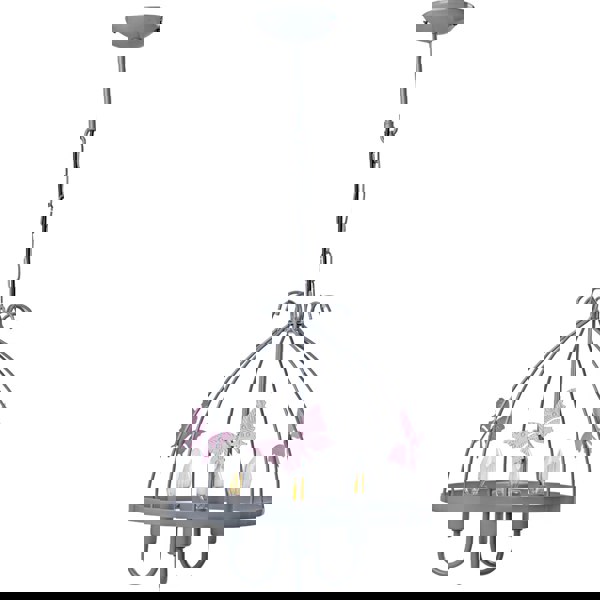 Milagro Kago Pink/Grey Pendant Lamp Beautiful Hand Made Ceiling Light With A Butterfly Theme In Modern Grey And Baby Pink