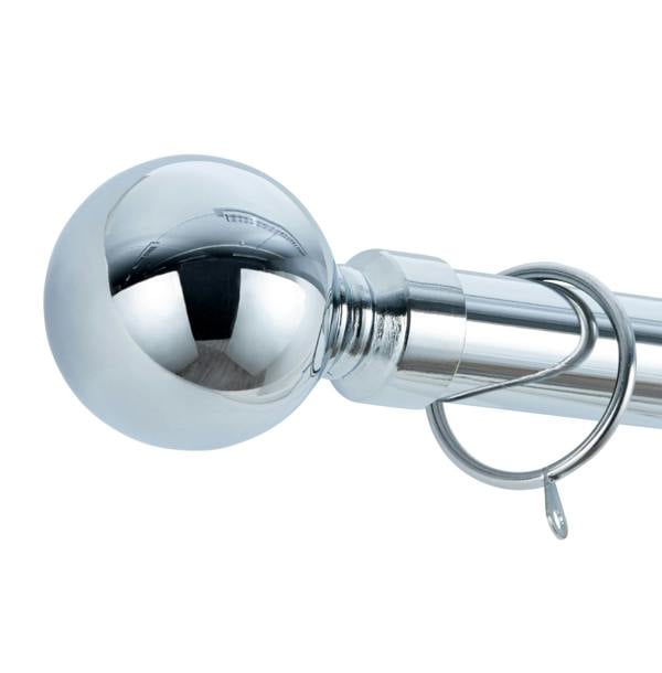 A.Unique Home Plain Ball Extendable Curtain Pole (25/28mm) (Nickel,120cm - 220cm)