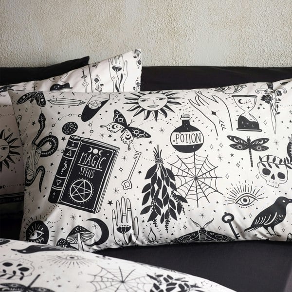 Catherine Lansfield Enchanted Witchcraft Reversible Duvet Cover Set Black / Natural