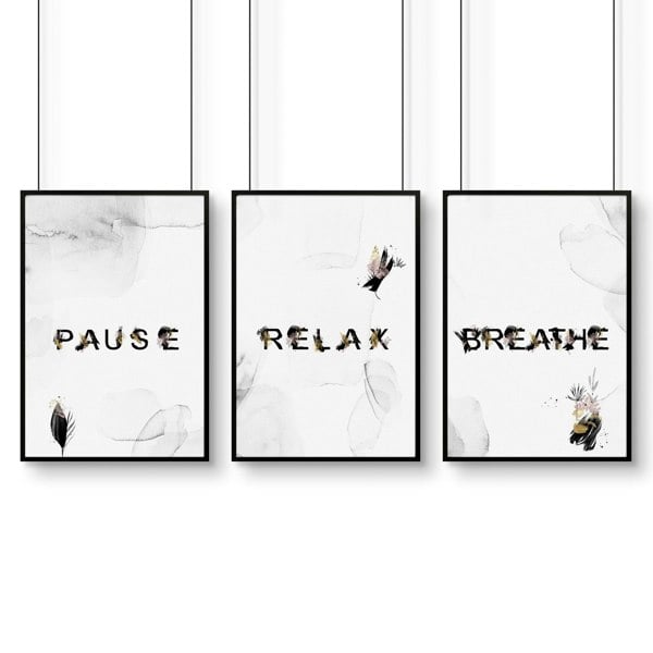 Wall art in bathroom | set of 3 Relaxing art prints