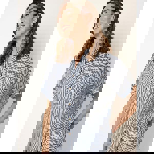 Blue Vanilla Stripe Button Front Shirt