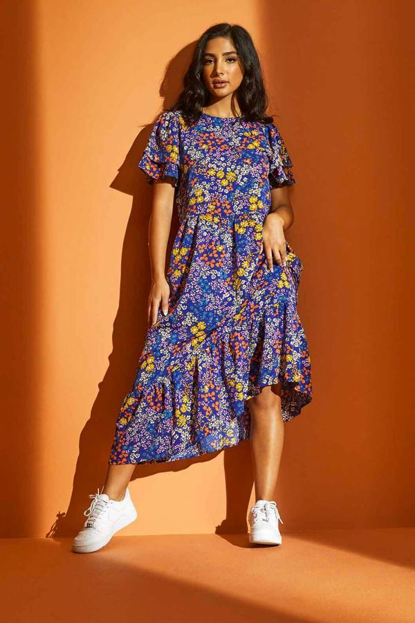 Urban Bliss Bianca Floral Ruffle Midi Dress