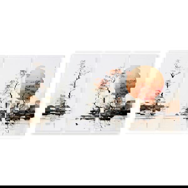 Living Room Wall Decor | Set of 3 Asian Inspired Wall art Prints