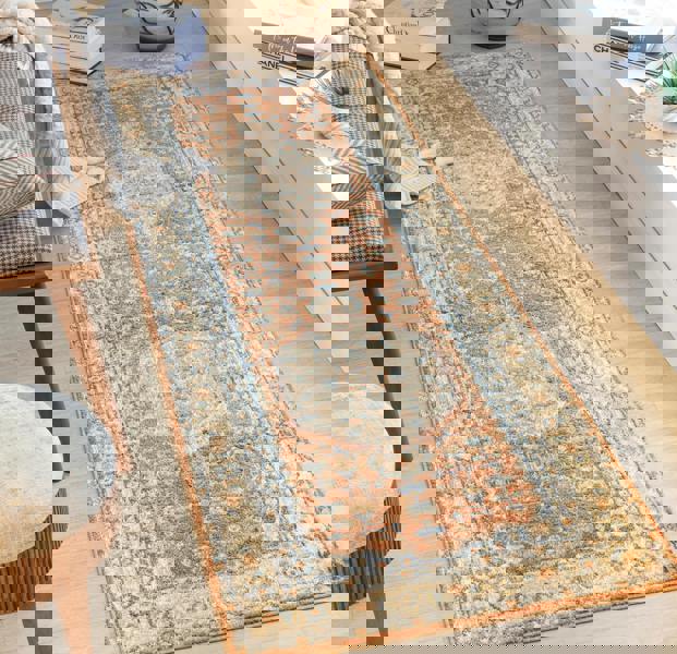 Livabliss Lillian-Washable Orange Brown Traditional Vintage Boho Rug