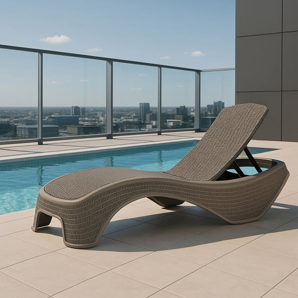 Centurion Supports MALDIVES Warm Grey Outdoor High-End PU Rattan Adjustable Sun Lounger-Fully Assembled