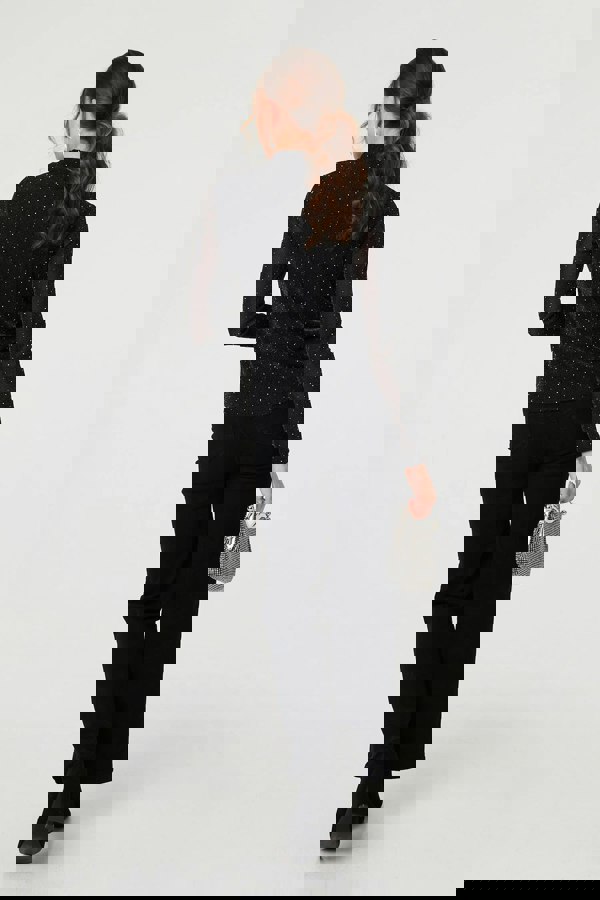 Black | Sparkly Semi Sheer Textured Mesh Top
